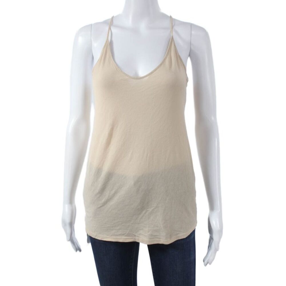 Skin Womens Pima Cotton Scoop Neck Tank Beige Size 1